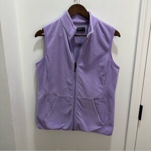 Xeoxarel Womens Purple Fleece Full Zip Vest‎ Mock Neck Sleeveless Jacket Size M